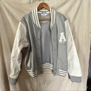 ADIDAS White and Grey Letterman’s Jacket